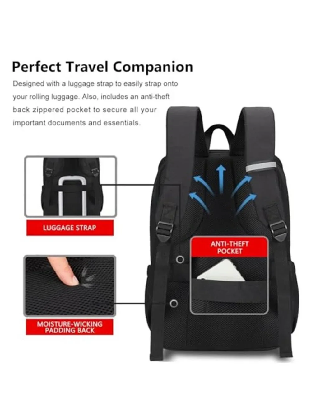 Laptop Backpack 15.6 Inch Travel School Work Bag Anti Theft Water Resistant USB